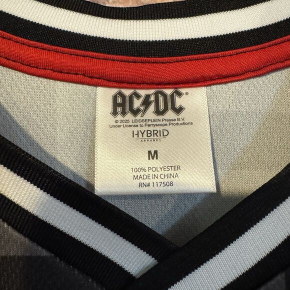 AC/DC High Voltage Checkerboard M Soccer Jersey Mens Graphic Tee Band Rock Shirt - Picture 2 of 6
